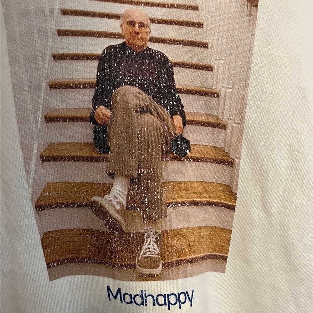 Madhappy Curb Your Enthusiasm Larry David Cream Graphic Crewneck Sweatshirt Rare - Picture 3 of 11